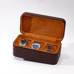 Russet Brown Watch Box - 3 Slot