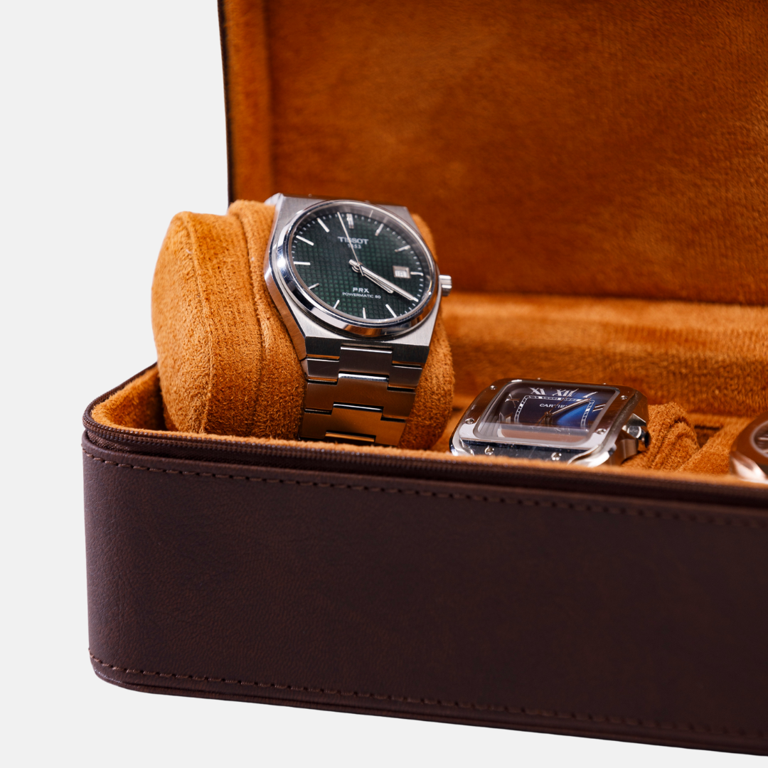 Russet Brown Watch Box - 3 Slot