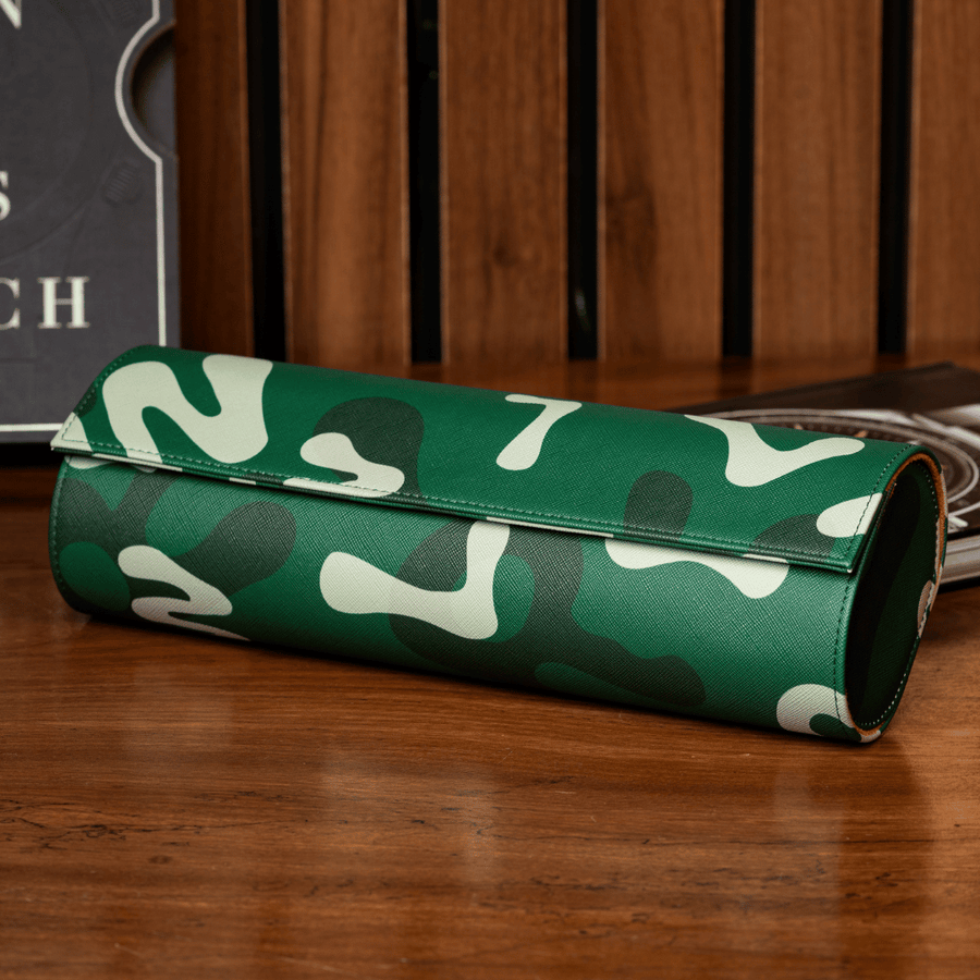 Green Camo 4-slot watch roll
