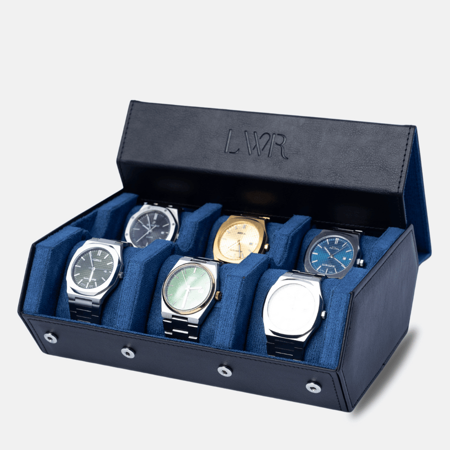 Raven Black × Blue 6-slot watch roll