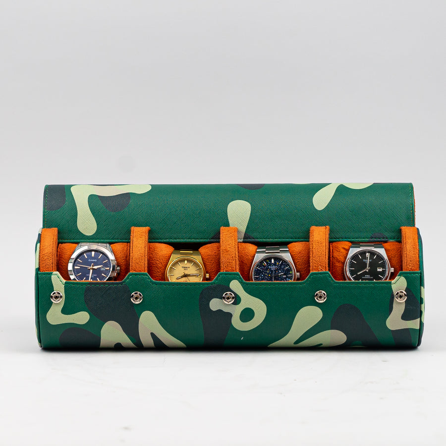 Green Camo 4-slot watch roll